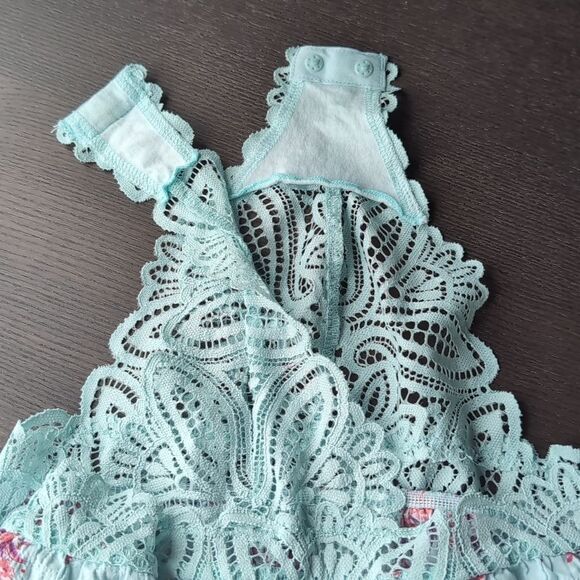 Free People Crinkle Square Neck Blouse Bodysuit 'ANGELA' in Mint Size m - Picture 3 of 16